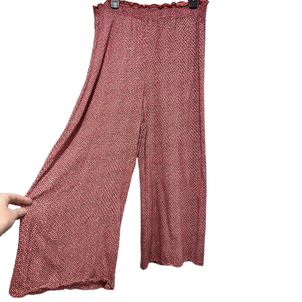Nostalgia Red & Teal Patterned Boho Wide Leg Pants - image 2
